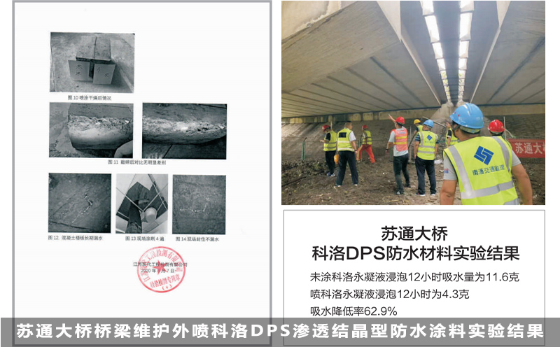 蘇通大橋橋梁維護外噴科洛DPS滲透結(jié)晶型防水涂料實驗結(jié)果a