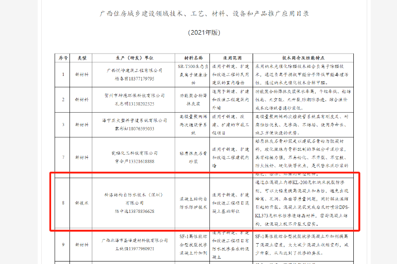 廣西住房城鄉(xiāng)建設(shè)領(lǐng)域技術(shù)、工藝、材料、設(shè)備和產(chǎn)品推廣應(yīng)用目錄