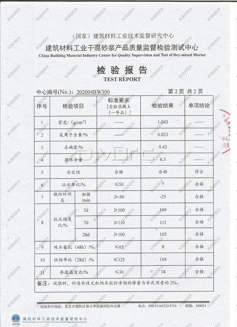 無機納米抗裂防滲劑檢測報告 (6)