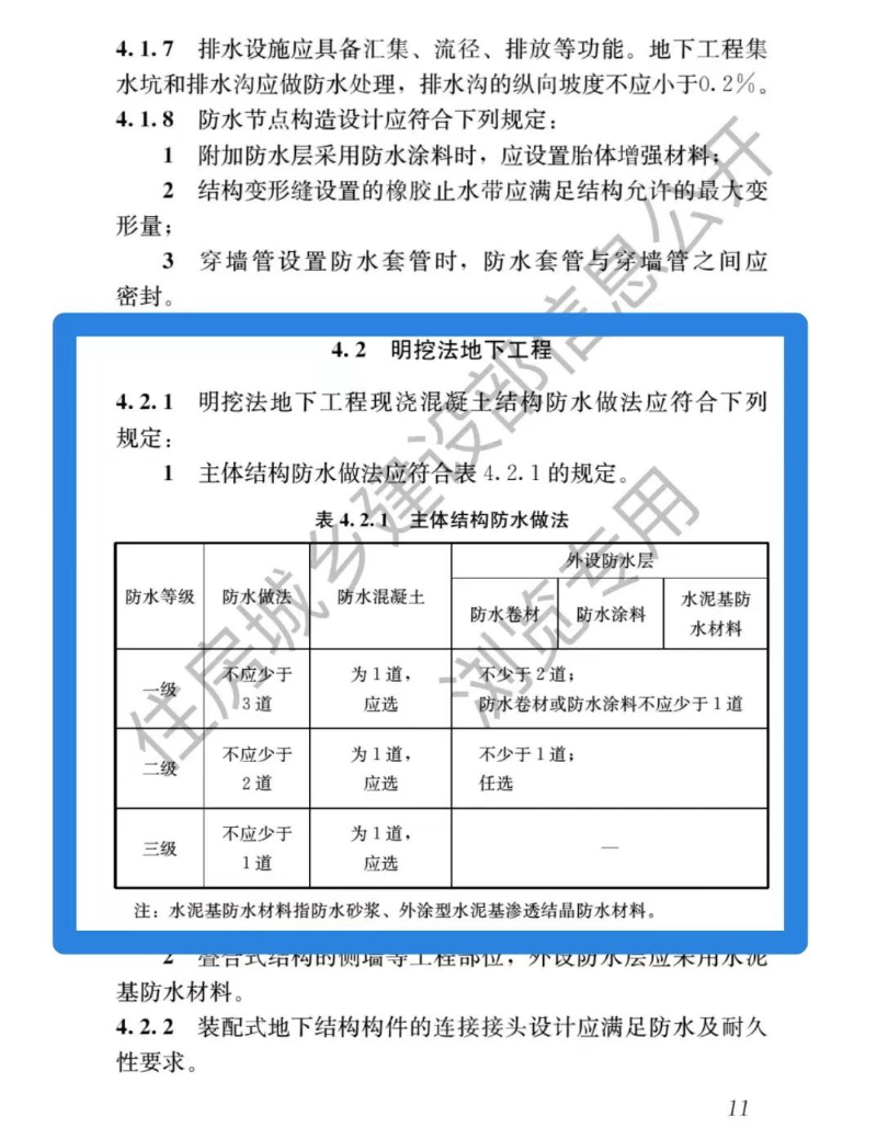 一級防水構(gòu)造要求